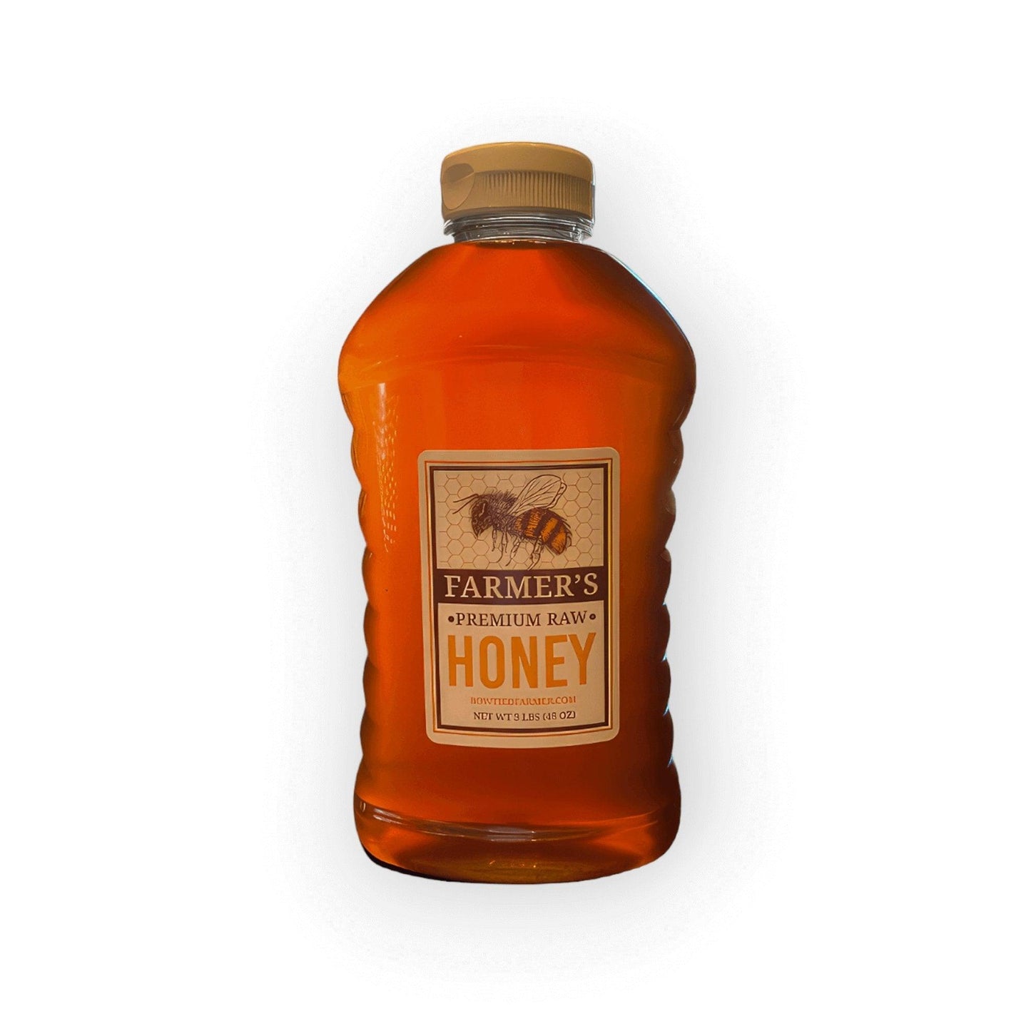 Farmer's Premium Raw Honey - Quart Squeeze Jar (3 LBS) - Bowtied Farmer